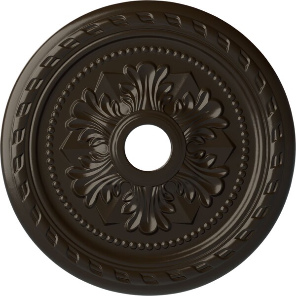Ekena Millwork Palmetto Ceiling Medallion (Canopies up to 3 5/8"), 23 5/8"OD x 3 5/8"ID x 1 5/8"P, Stone Hearth CM23PMSHF - main